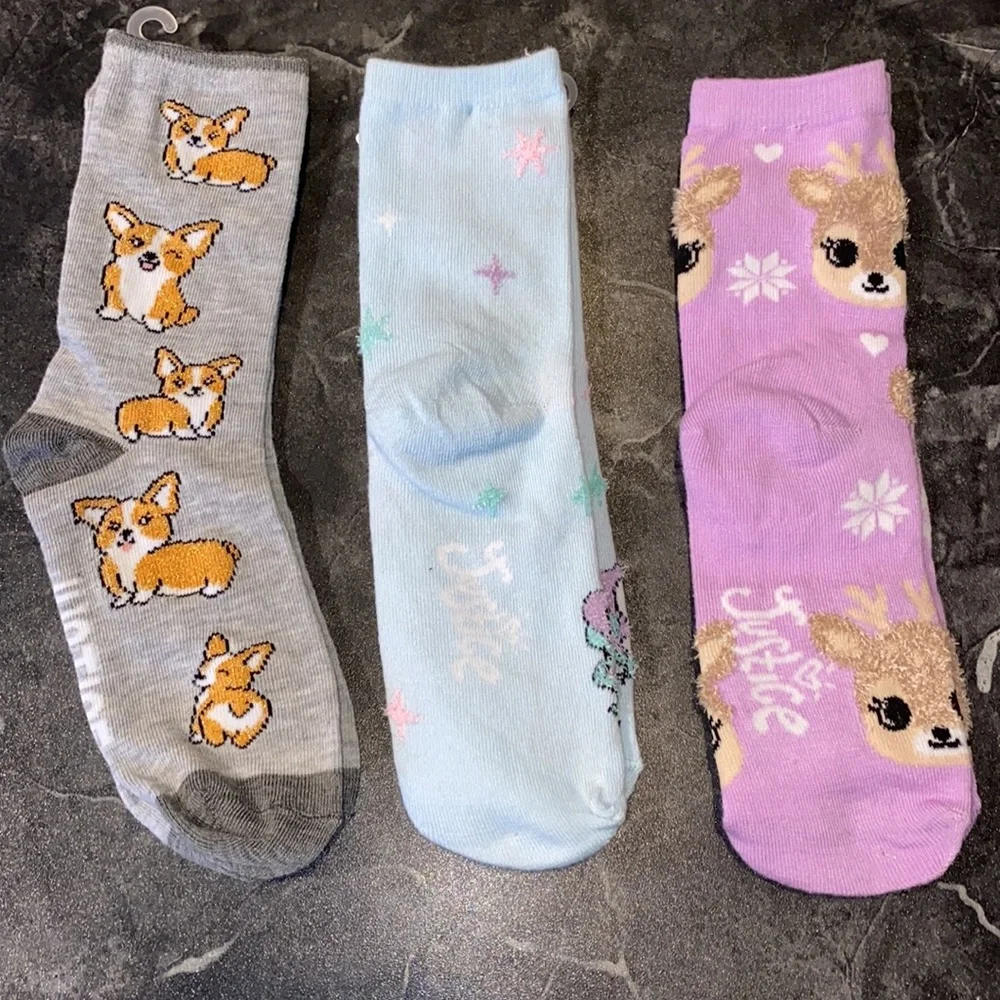 Justice 5 Pair Crew/Knee High Socks 🧦